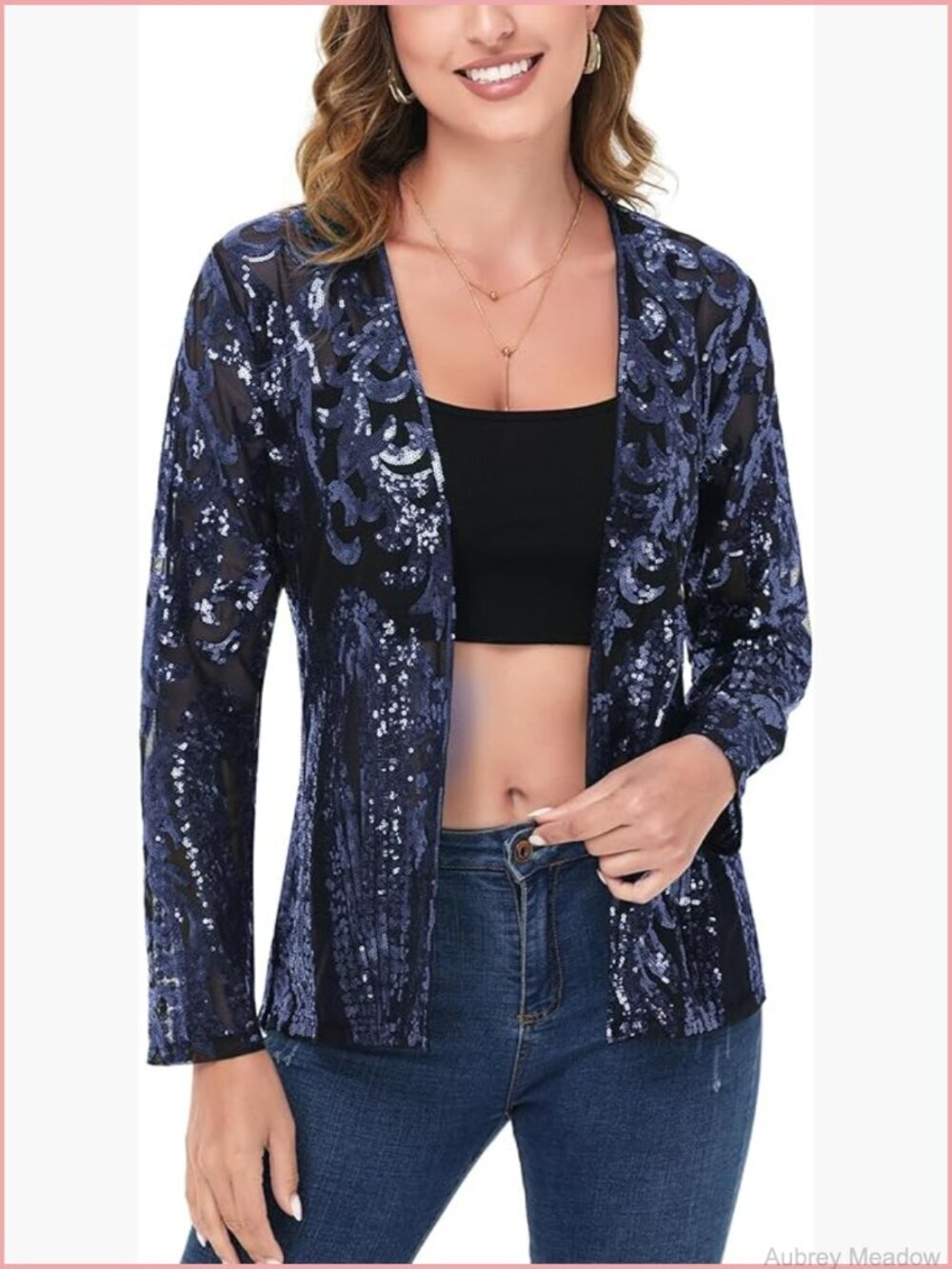 Sparkly Sequin Cardigan Long Sleeve Open Front Party Evening Jacket